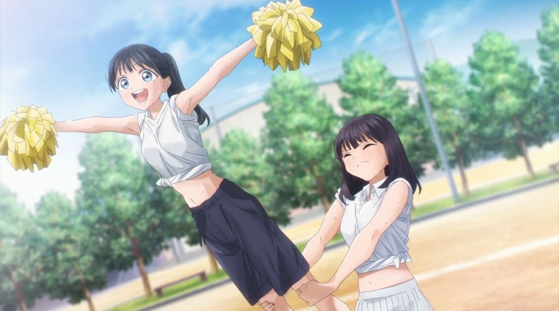 The girl touches the man