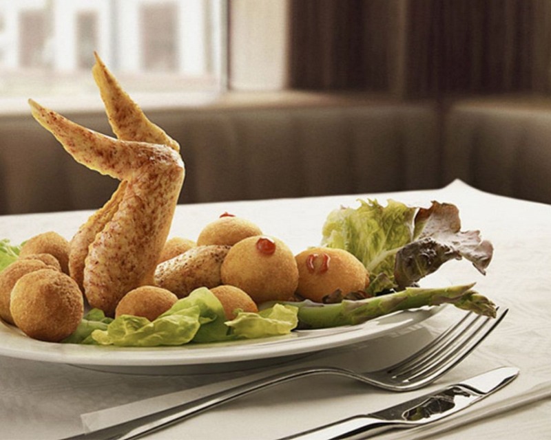 Food on a wooden background