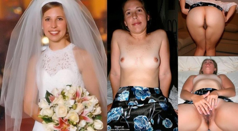Brides in wedding dresses without panties