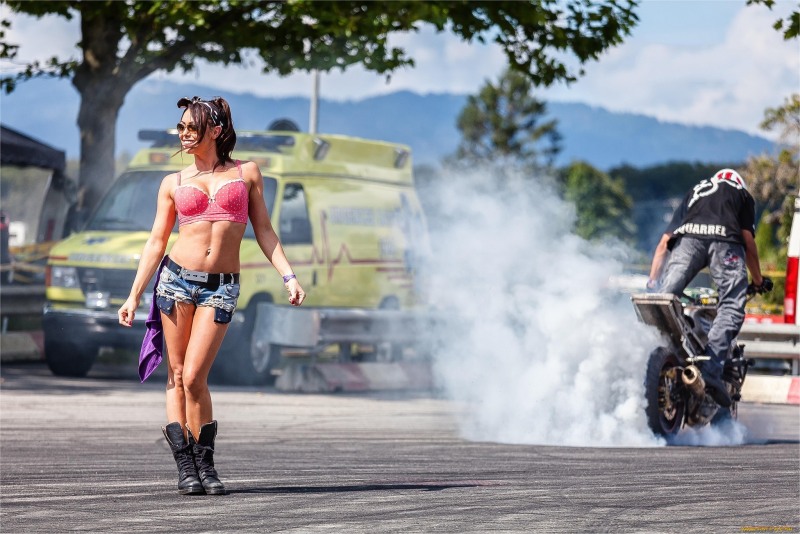 Girl on anime motorcycle