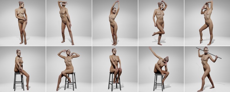 Girls in different nude poses