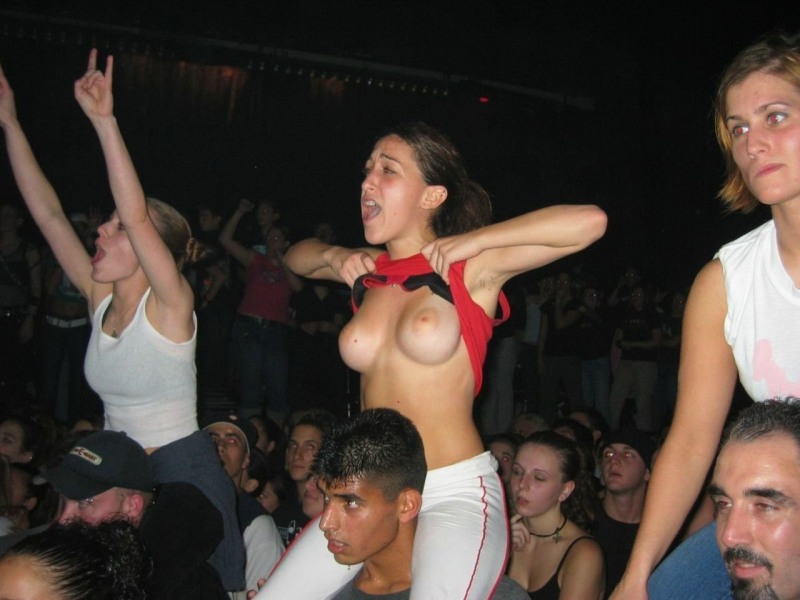 Naked boobs at rock concert