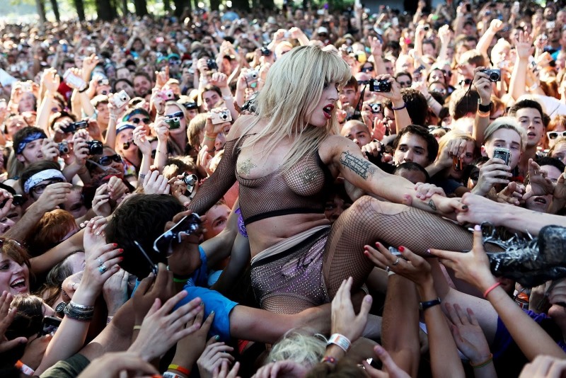 Tits of fans at a concert