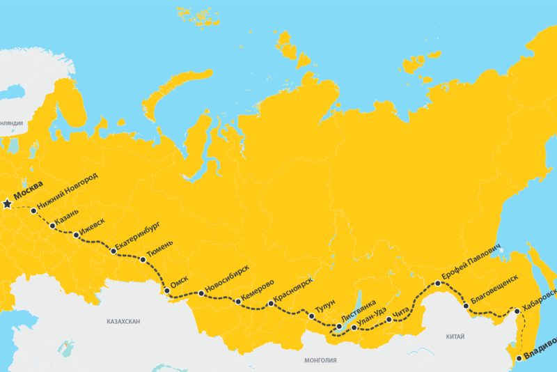 Railway Trans -Siberian Magistered Map