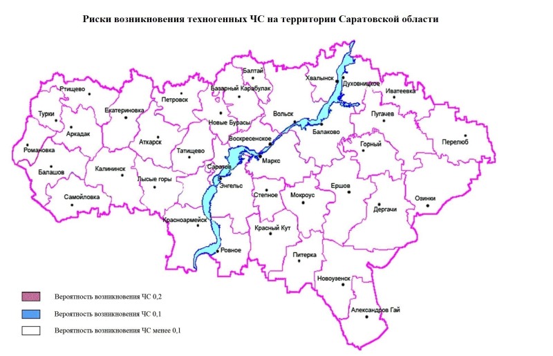 Map of the Saratov region