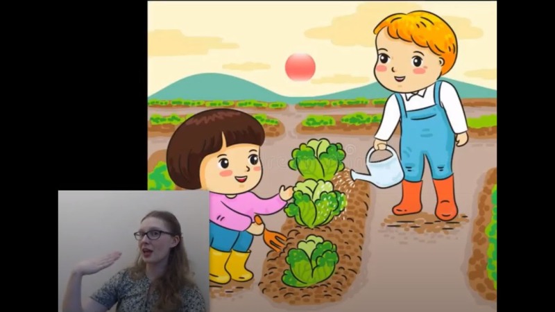 Children water the garden