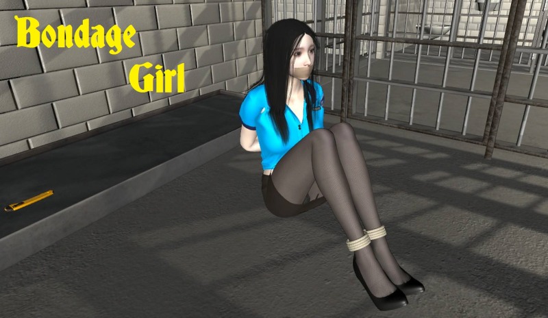 The girl was chained to the BDSM bed